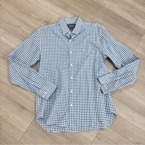 Bonobos men’s slim fit collared long sleeve button down blue white check medium
